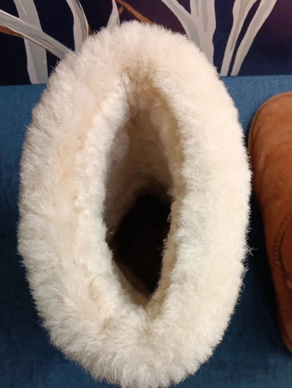 BearPaw Chestnut Suede Shearling Boot with Cream Cuff